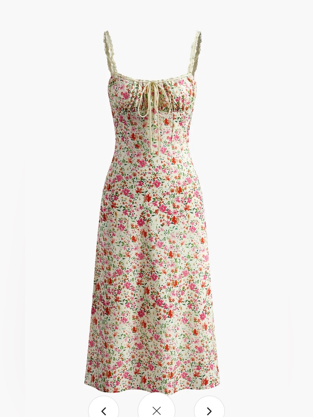 🌸 NWT Commense Floral Tie-Front Midi Dress XL | Cottagecore Coquette Floral Rayo